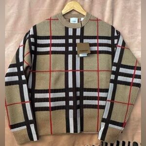 Burberry 'Checked’ Beige Cotton Blend Sweater -  XS